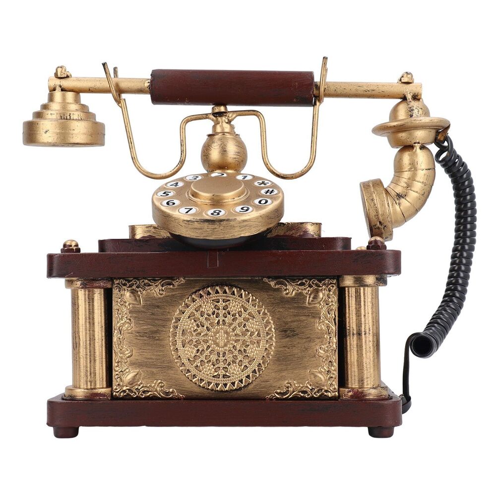 2605 Vintage Phone Decoration, Iron Retro Rotary Phone for Landline Retro